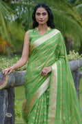 Mehandi Green Organza Silk Saree