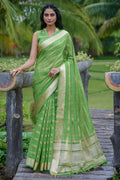 Mehandi Green Organza Silk Saree