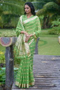Mehandi Green Organza Silk Saree