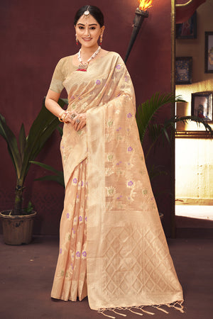 Latte Beige Banarasi Saree