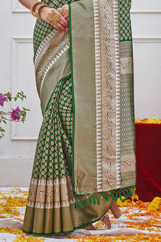 Basil Green Kanjivaram Saree