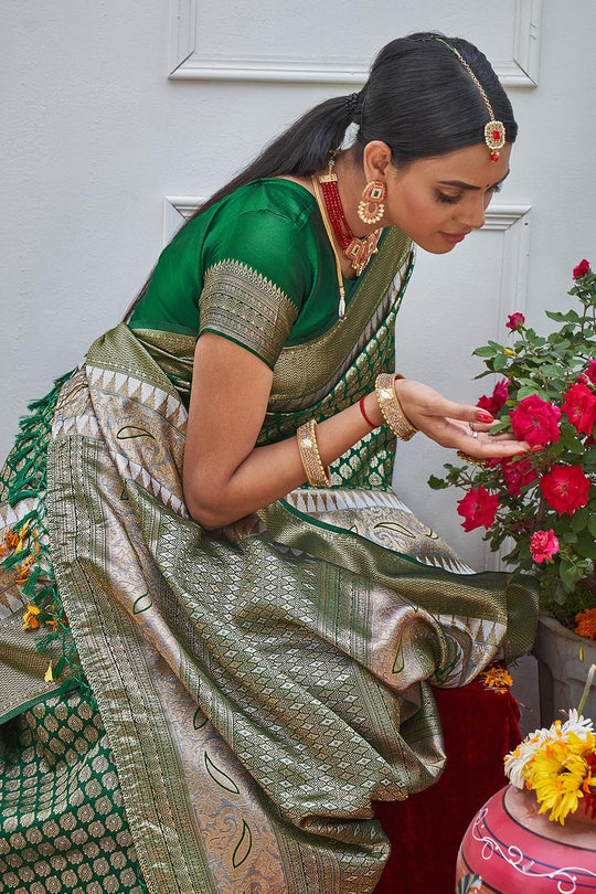 Basil Green Kanjivaram Saree