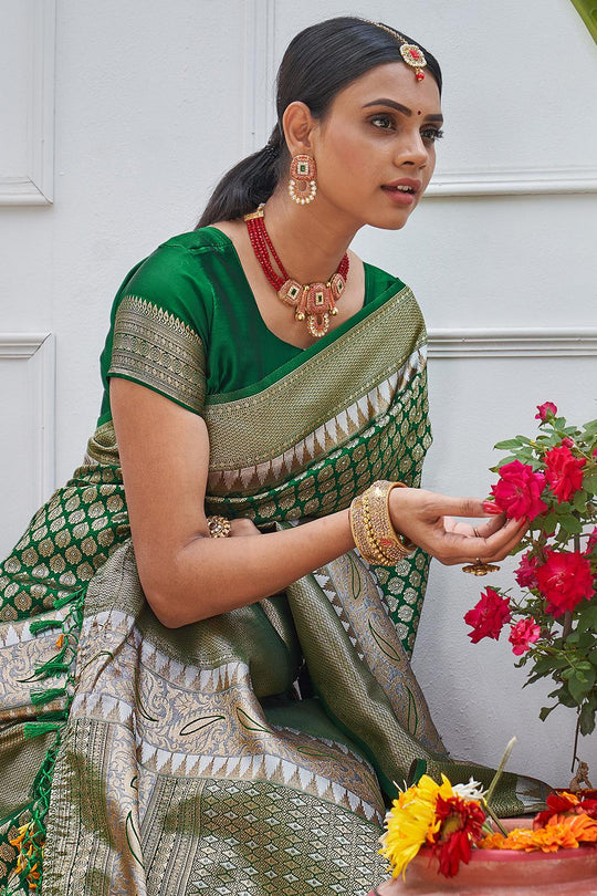 Basil Green Kanjivaram Saree
