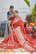 Rose Red Kanjivaram Saree