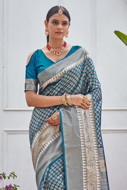 Admiral Blue Kanjivaram Saree