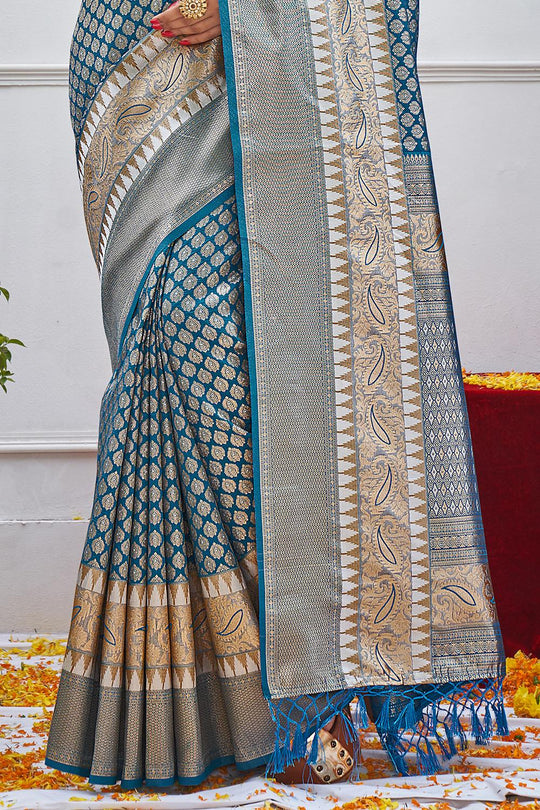 Admiral Blue Kanjivaram Saree
