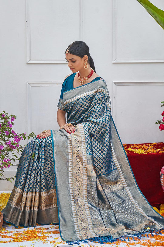 Admiral Blue Kanjivaram Saree