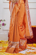 Apricot Orange Kanjivaram Saree