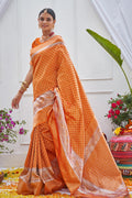 Apricot Orange Kanjivaram Saree