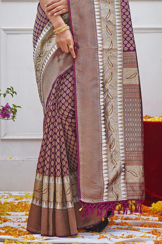 Plum Purple Kanjivaram Saree