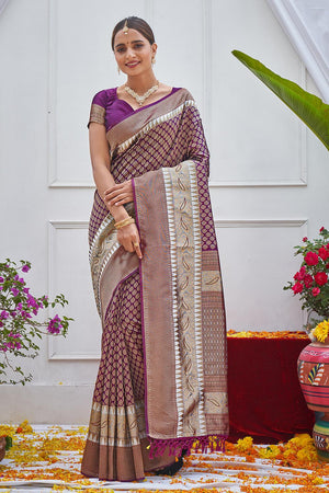 Plum Purple Kanjivaram Saree