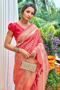 Strawberry Pink Kanjivaram Saree