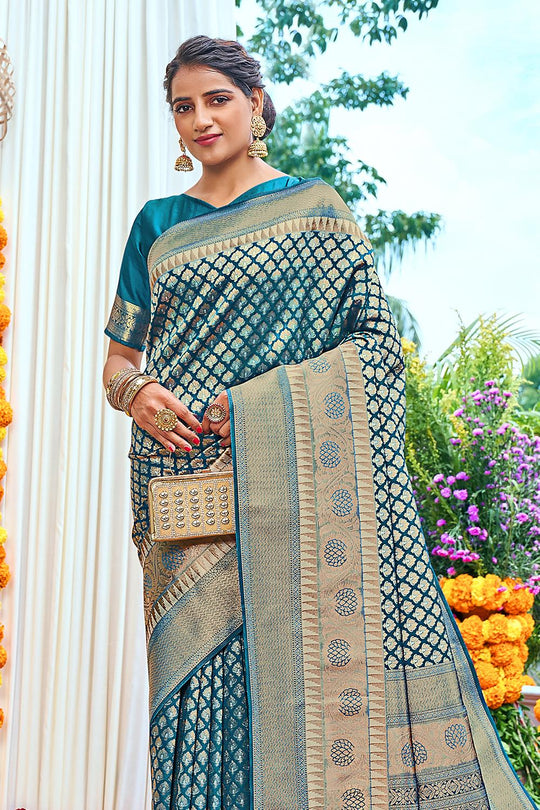 Lapis Blue Kanjivaram Saree