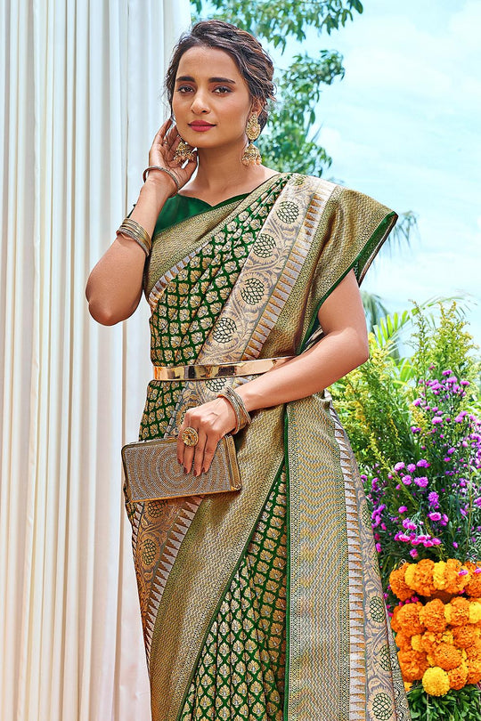 Pickle Green Kanjivaram Saree
