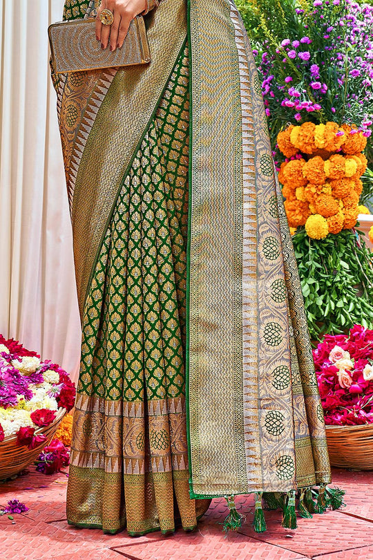 Pickle Green Kanjivaram Saree