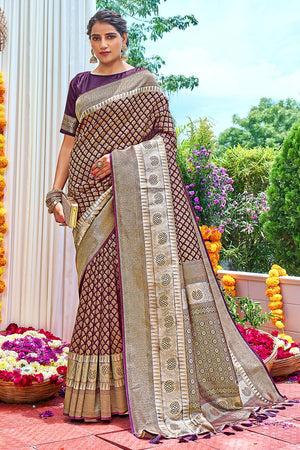 Purple Kanjivaram Saree