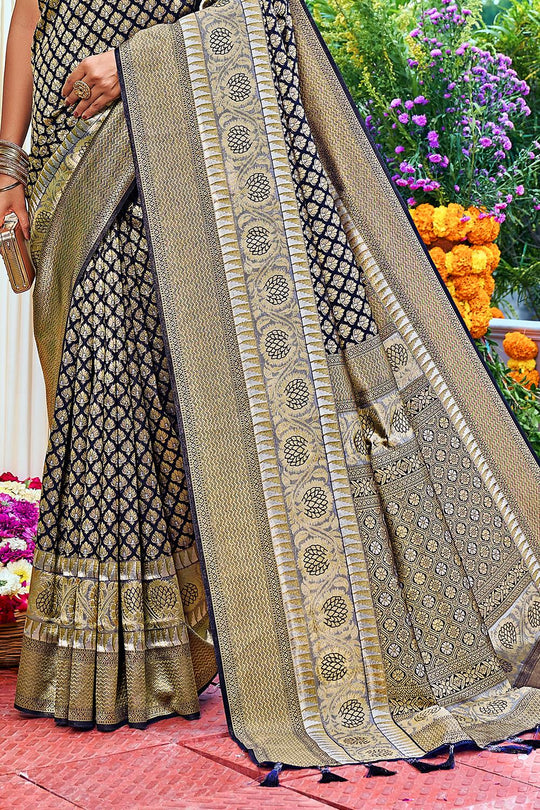 Navy Blue Kanjivaram Saree