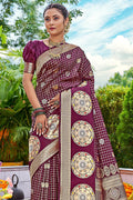 Rosewood Maroon Kanjivaram Saree