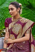 Rosewood Maroon Kanjivaram Saree