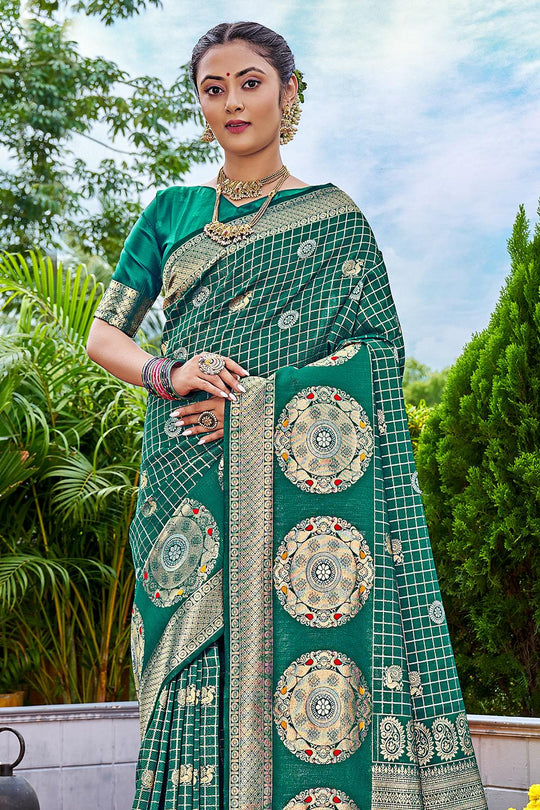 Ocean Blue Kanjivaram Saree