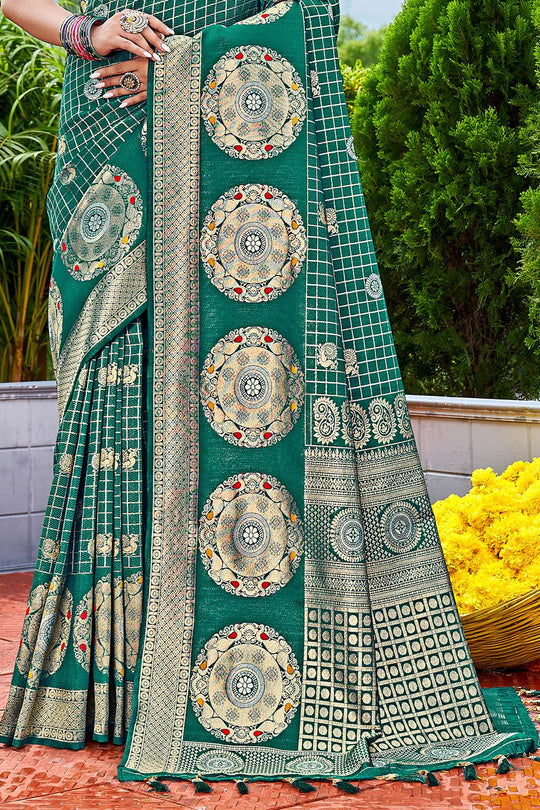 Ocean Blue Kanjivaram Saree