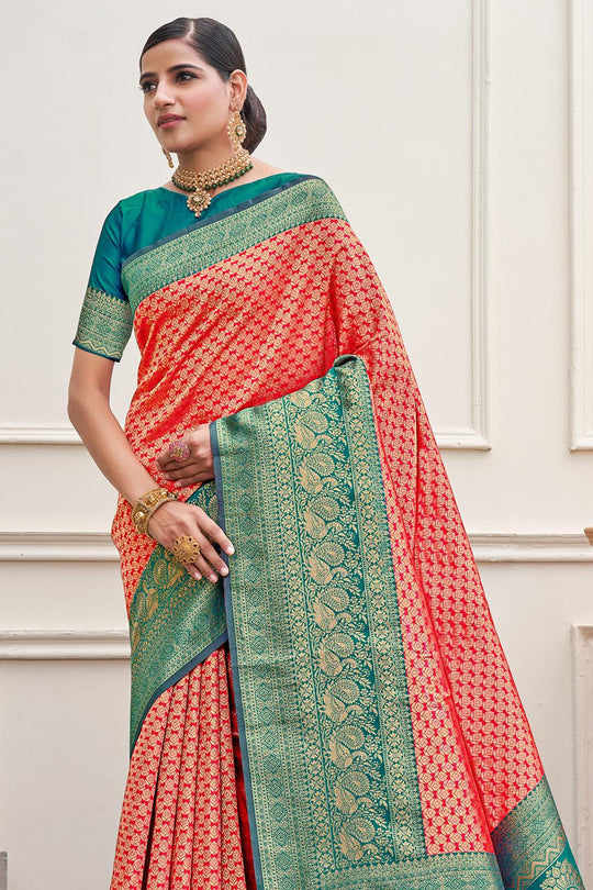 Strawberry Pink Kanjivaram Saree