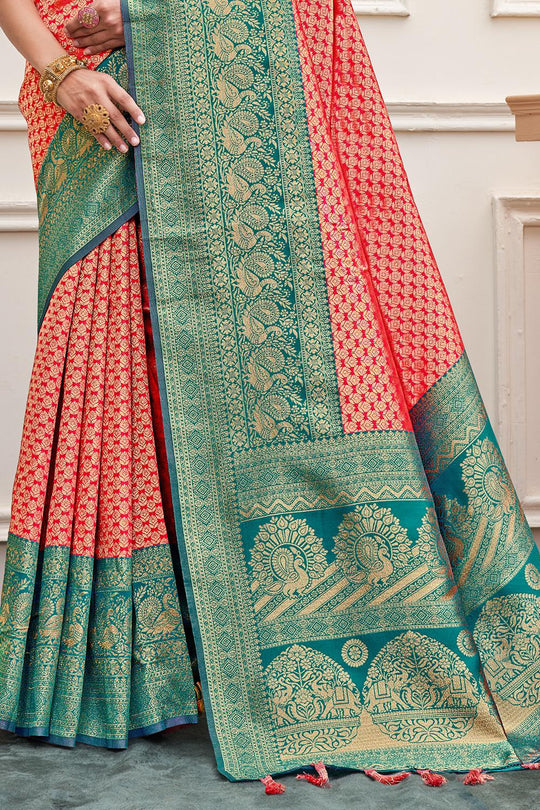 Strawberry Pink Kanjivaram Saree