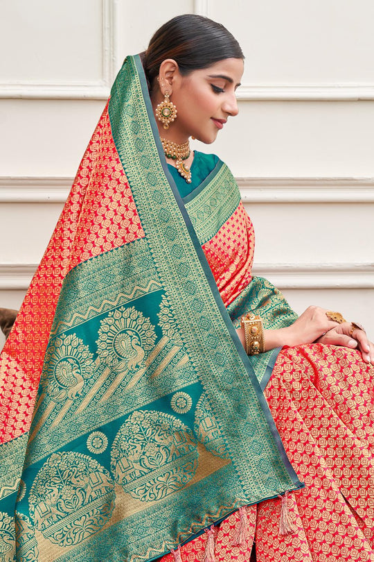 Strawberry Pink Kanjivaram Saree