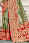 Olive Green Kanjivaram Saree