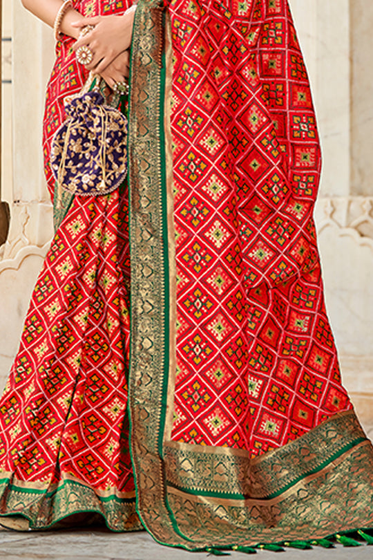 Rose Red Patola Saree