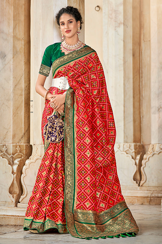 Rose Red Patola Saree