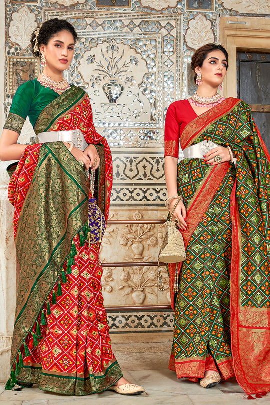 Rose Red Patola Saree