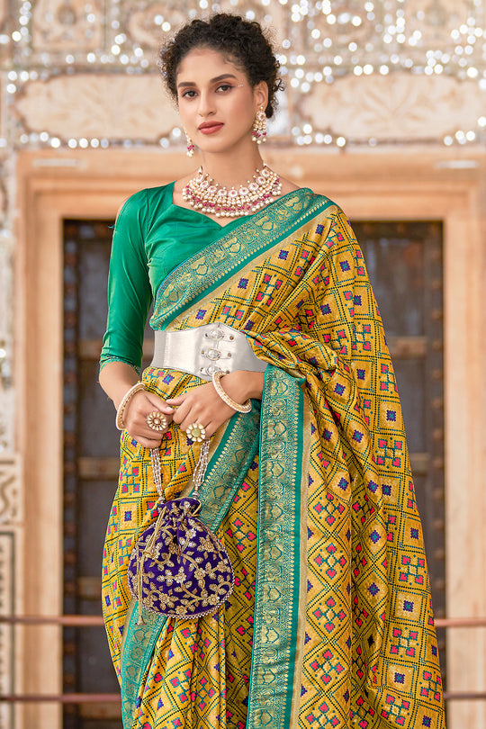 Medallion Yellow Patola Saree