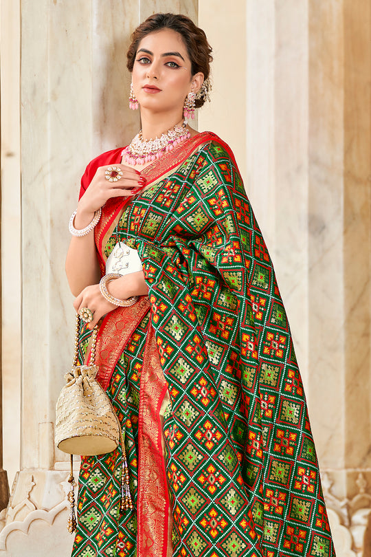 Pine Green Patola Saree