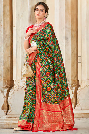 Pine Green Patola Saree