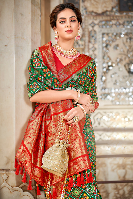 Pine Green Patola Saree