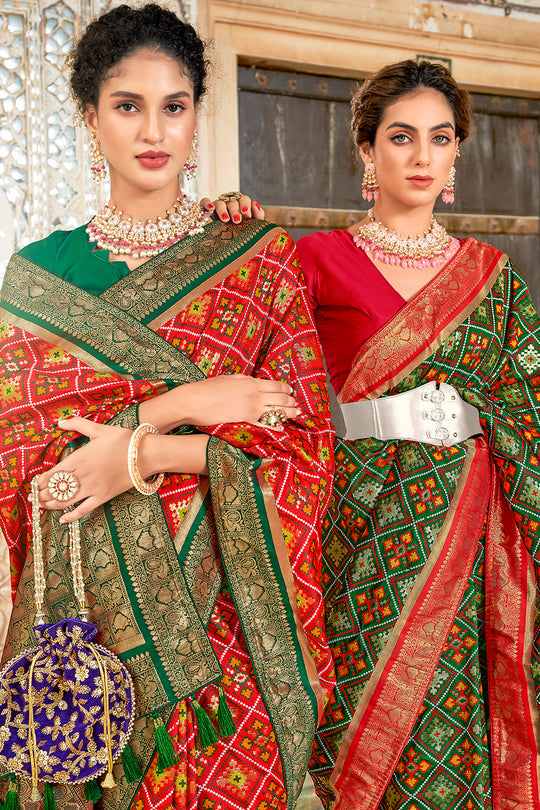 Pine Green Patola Saree