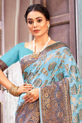 Powder Blue Cotton Saree