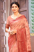 Thulian Pink Cotton Saree