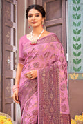 Flamingo Pink Cotton Saree