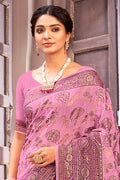 Flamingo Pink Cotton Saree