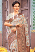 Cloud Grey Cotton Saree