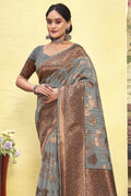 Coin Grey Cotton Saree