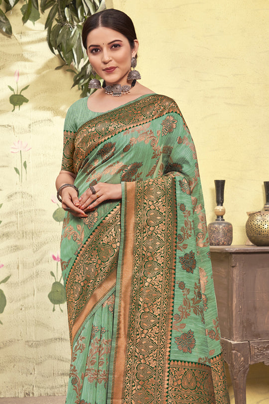 Emerald Green Cotton Saree