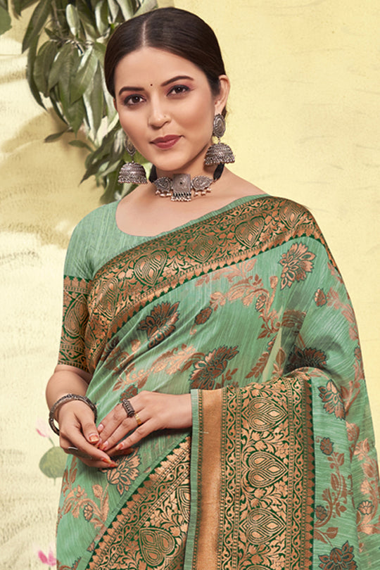Emerald Green Cotton Saree