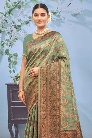 Emerald Green Cotton Saree