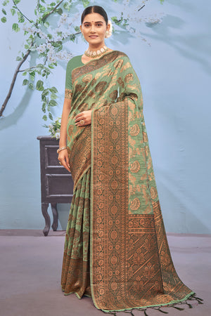 Emerald Green Cotton Saree