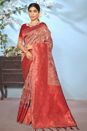 Flamingo Pink Cotton Saree