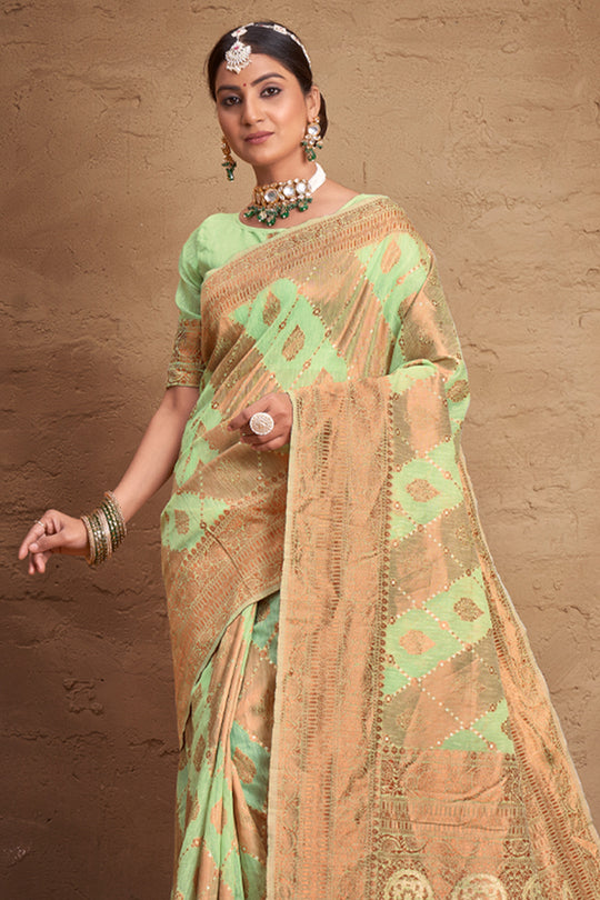 Pastel Green Cotton Saree