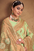 Pastel Green Cotton Saree